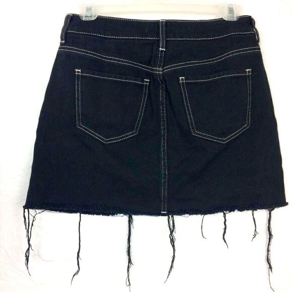 Pacsun black denim distressed hem denim skirt - Picture 2 of 8
